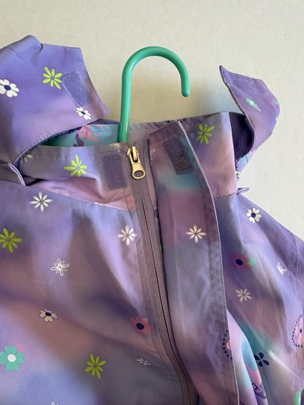 Kids' Purple Floral Hooded Rain Jacket